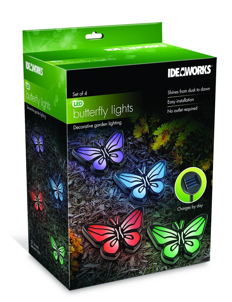 IdeaWorks Butterfly Lights-Sets of 4-Solar Powered-Automatically Turns On at Dusk & Off at Dawn-Space Each Light up to 32â€-Easy Installation, Multicolor - Image 5